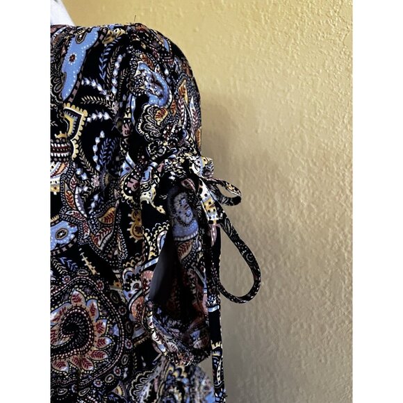 Bar lll Paisley Print Short Sleeve Maxi Dress Size XL Boho Peasant Whimsy Goth - Picture 5 of 11